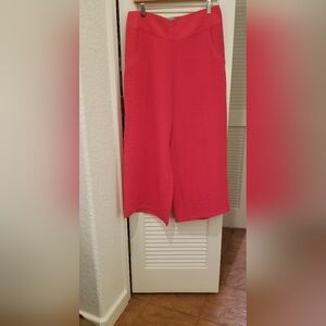 EUC Habitat Pink Wide Leg Crop Pants Size L Lagenlook Minimalist